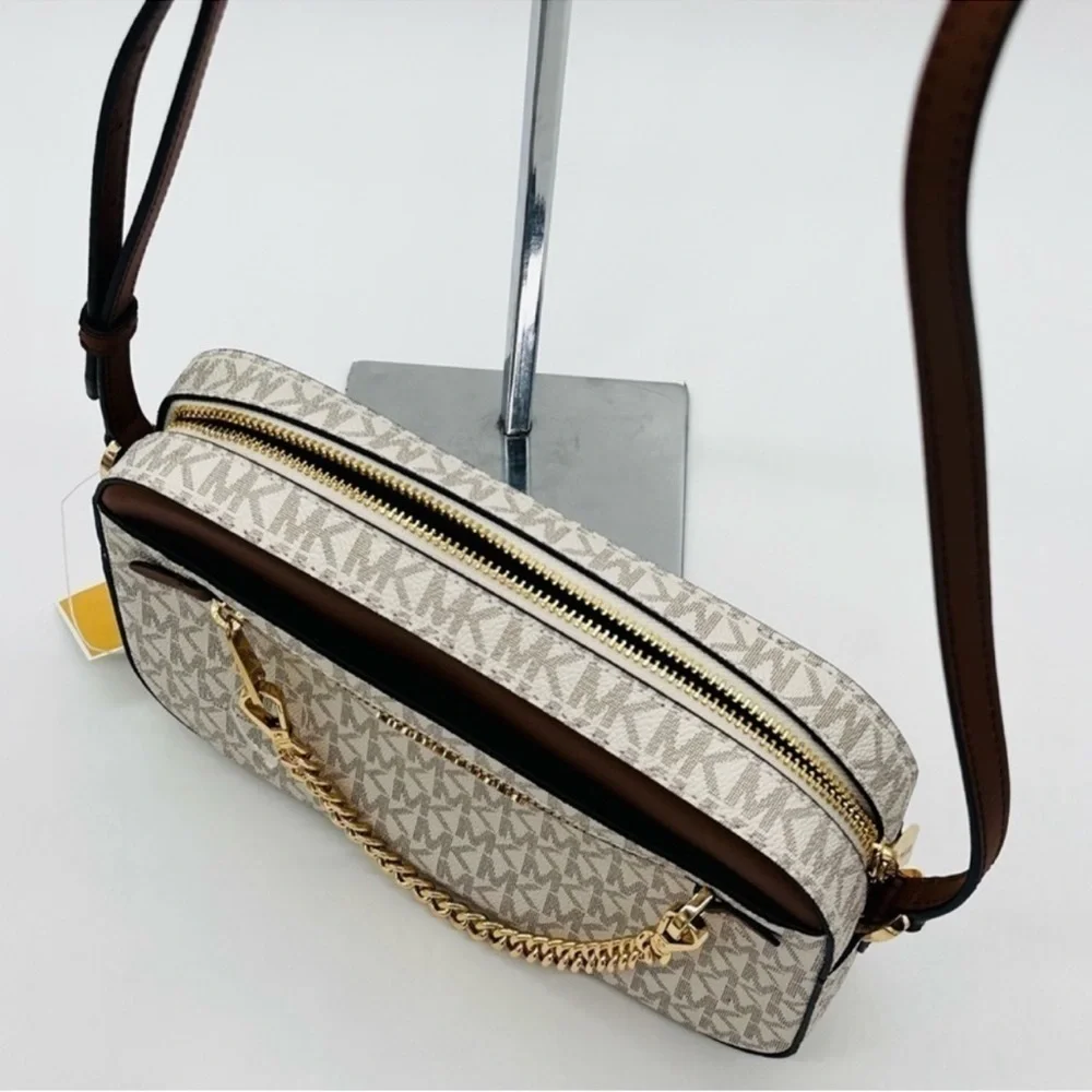 MICHAEL KORS LARGE EW ZIP CHAIN CROSSBODY BAG & JET SET TRAVEL MD ZA CARD CASE